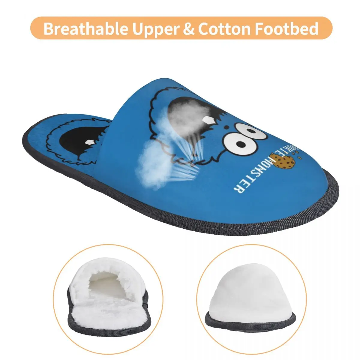 Женские удобные теплые забавные тапочки из пены с эффектом памяти Печенье Монстр