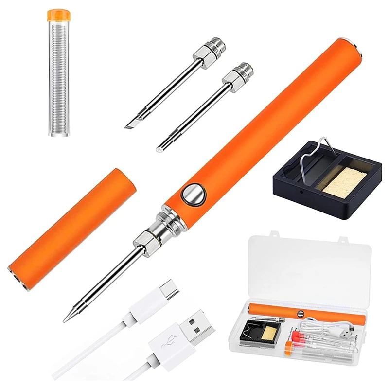 

Cordless Soldering Iron Kit USB Portable Cordless Soldering Iron Metal With 3 Tips,