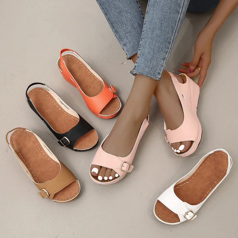 

Velvet Shoes Women Sandals Ladies Peep Toe Nude Branded Pumps 2022 Summer High Heels Clogs On A Wedge African Low Straps Fashion