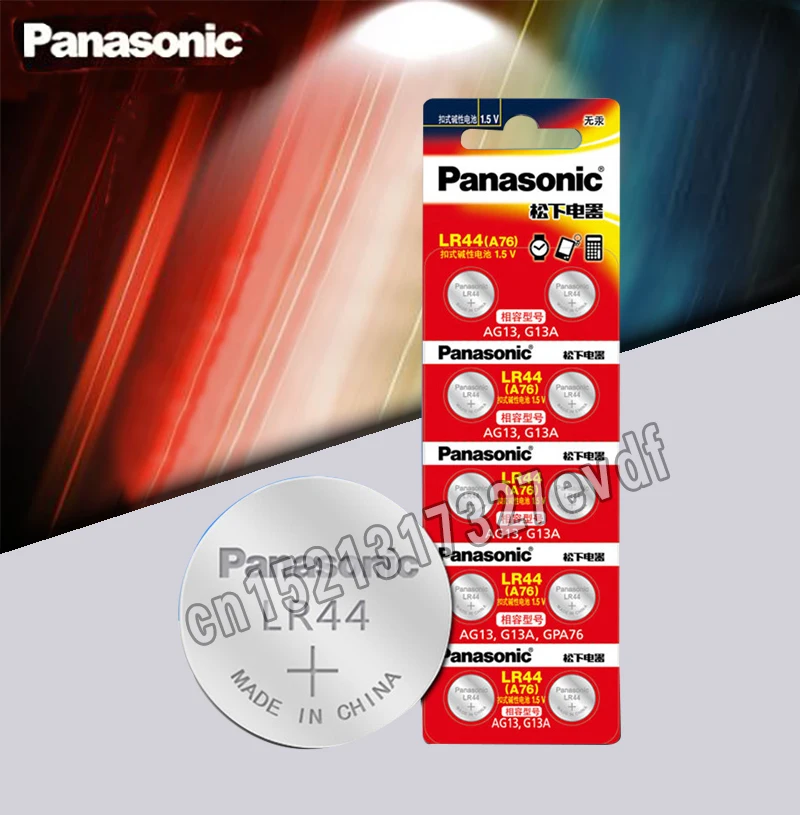 

Panasonic 10pcs 1.5V Button Cell Battery Lithium Coin Batteries A76 AG13 G13A LR44 LR1154 357A SR44 100% Original