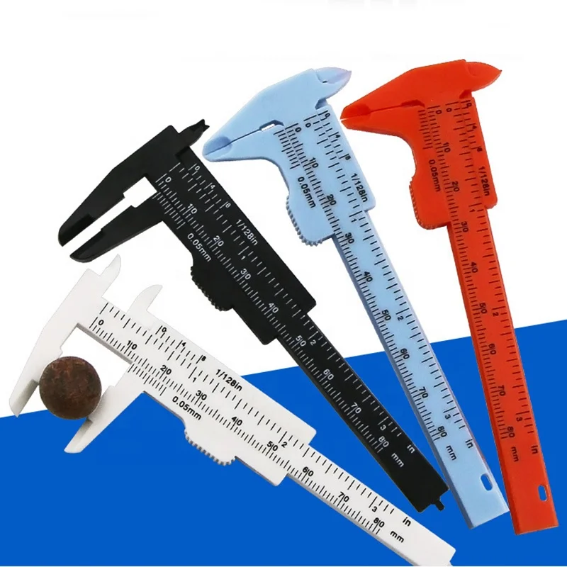

1PC 0-80mm Double Rule Scale Plastic Vernier Caliper Student Dial Gauge Micrometer Measuring Ruler Inside Diameter Depth Meter