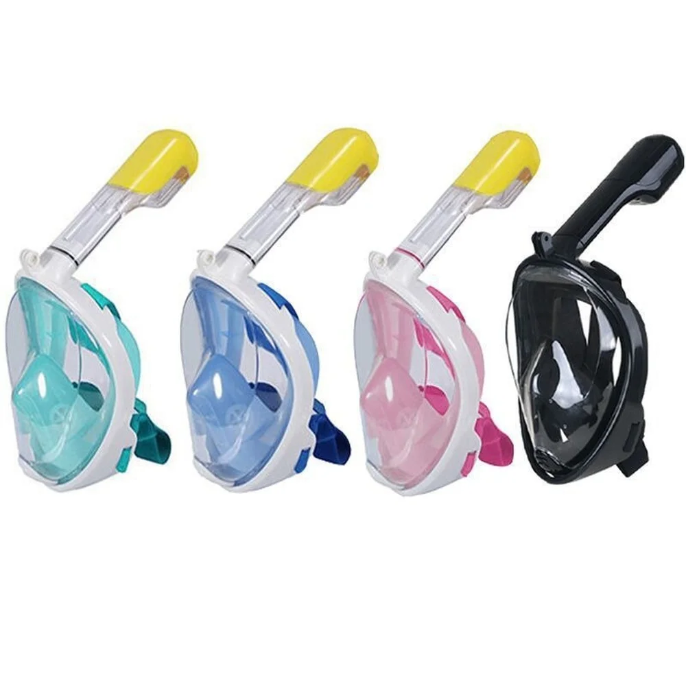 

Full Face Snorkel Mask Breathing Mechanism for Kids Adults 180° Panoramic Anti-Leak Anti-Fog Mask with Detachable Camera Mount