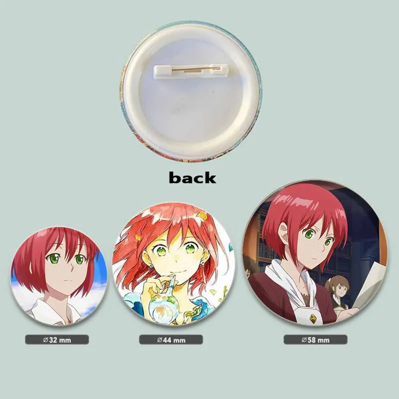 Фото 58/44mm Anime Snow White with The Red Hair Brooches Creative Round Lapel Pins Cartoon Characters Badge Jewelry Accessories Gifts №5