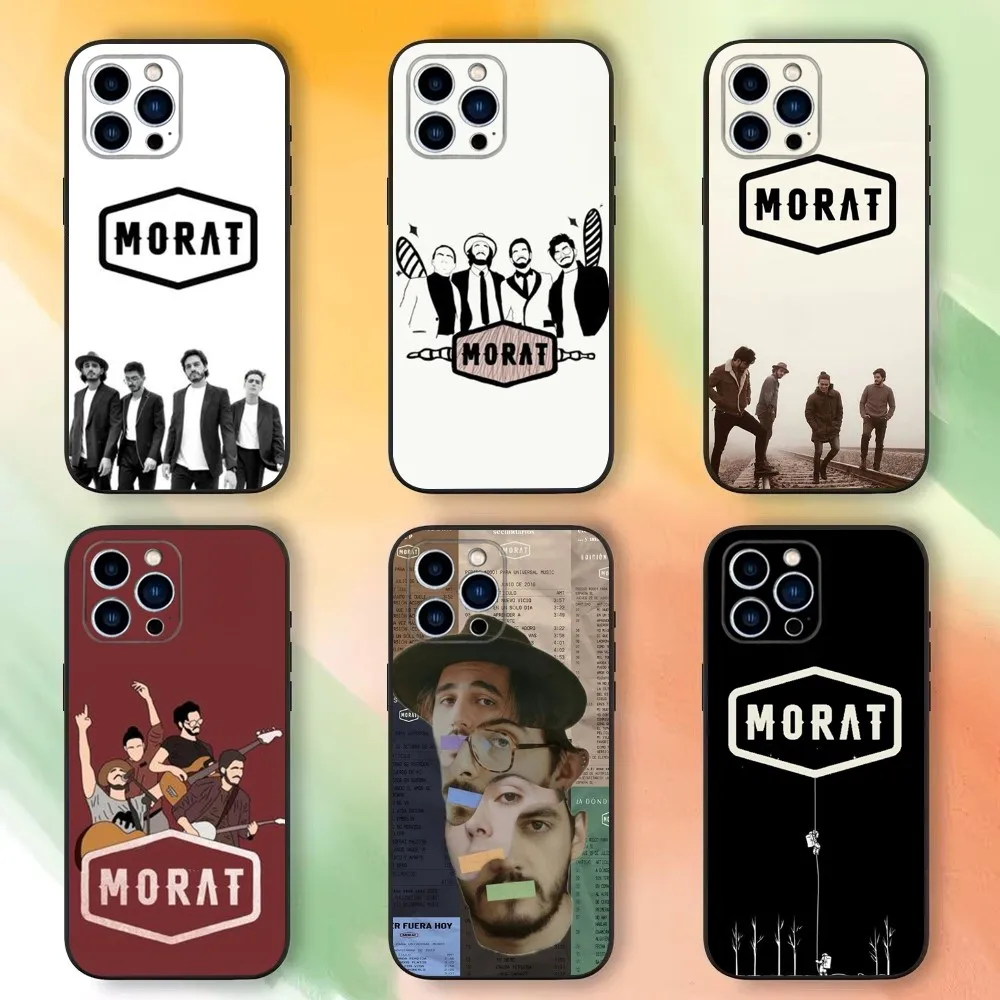 B-Band M-Morats Phone Case For iPhone 16 15 14 13 12 11 Plus Pro Max XS X XR SE Mini 8 7，Soft Silicone Black Cover