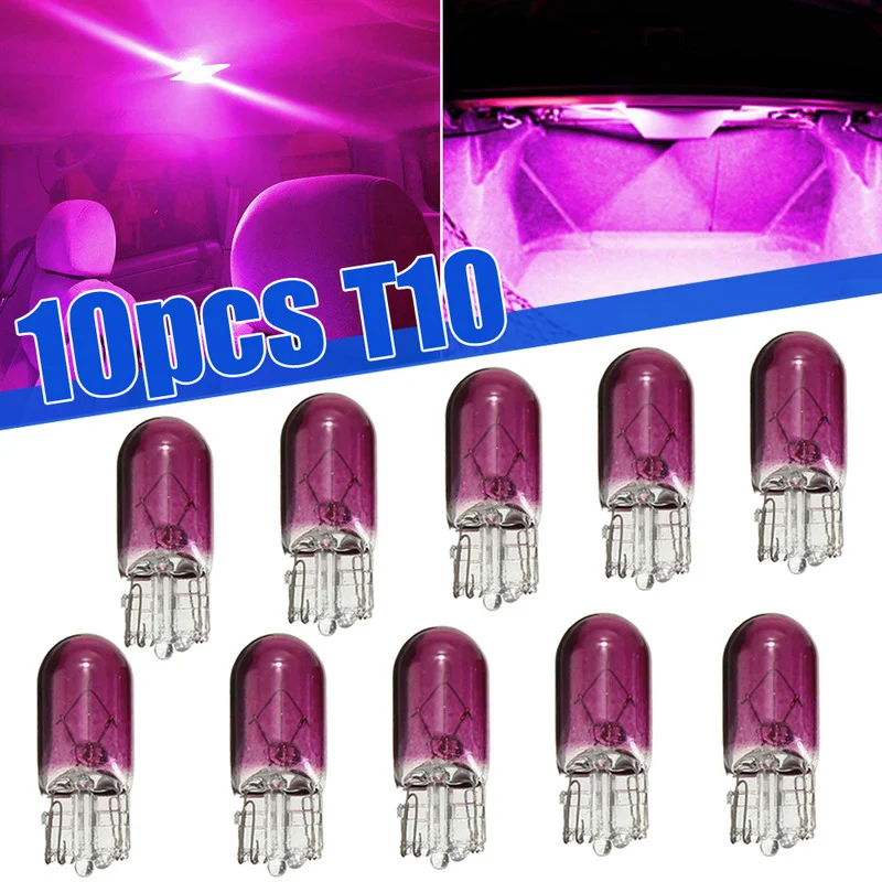 10pcs Purple T10 501 W5W Wedge Interior Car 12V 3W Dashboard Dash Panel Gauge Bulb for Styling Light Bulbs Accessories - купить по