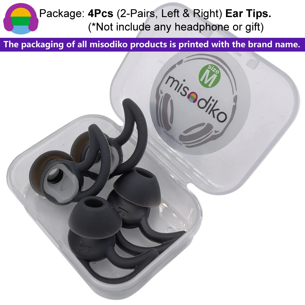 Силиконовые наушники misodiko замена вкладышей для Huawei FreeLace Pro (черный 2 пары) |