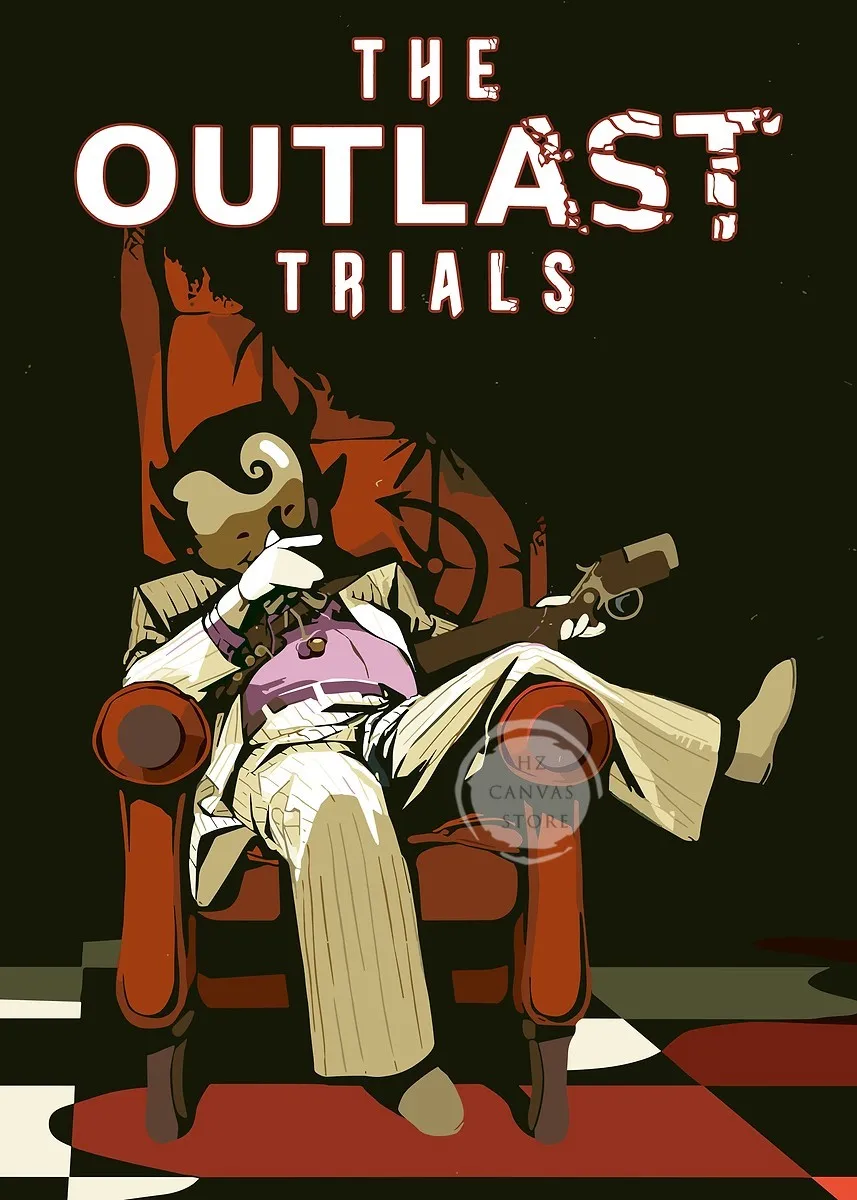 

Плакат The Outlast Trials Винтажный Ужас на холсте