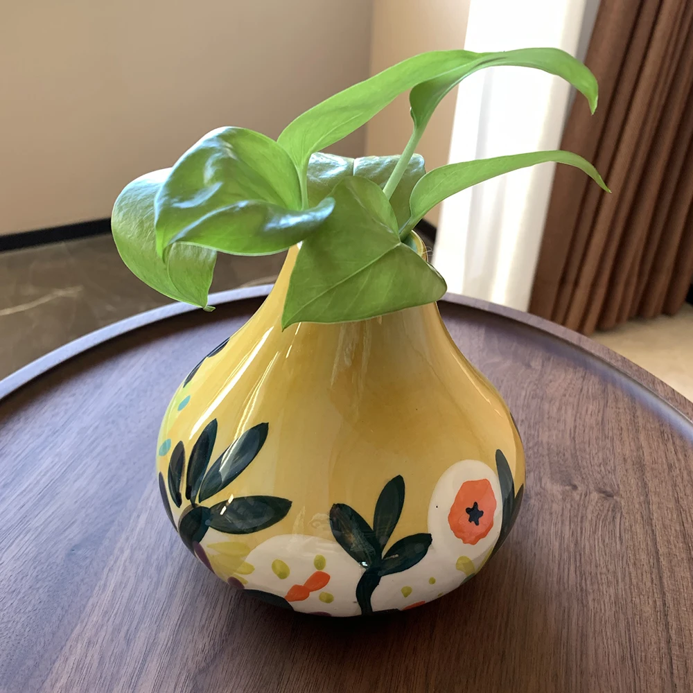 Керамический цветочный горшок с винтажным рисунком в Корейском стиле для