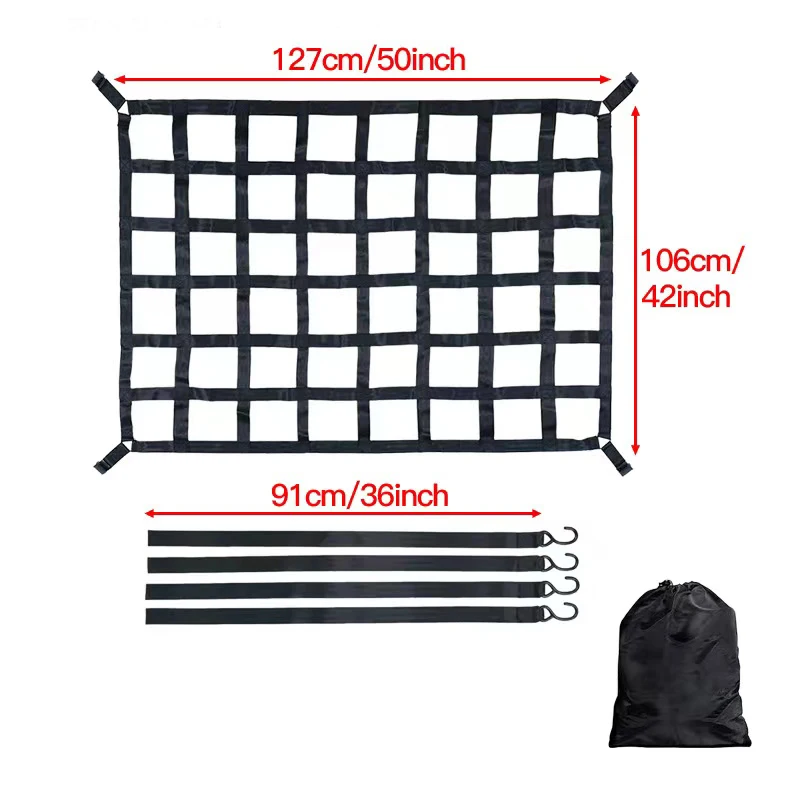 

Сетка для багажника автомобиля на крышу телефона, тяжелая грузовая сеть, грузовик, прицеп, выдвижная сетка для выкидного ящика, багажные сетки с 4 неподвижными ремнями