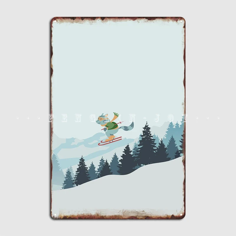 

Ski Cat Funny Metal Sign Poster Custom Club Bar Club Party Tin Sign Posters