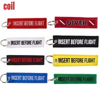 coil red insert before flight keychains for motorcycles and cars emboridery customize keyrings avaition gift key tags llaveros