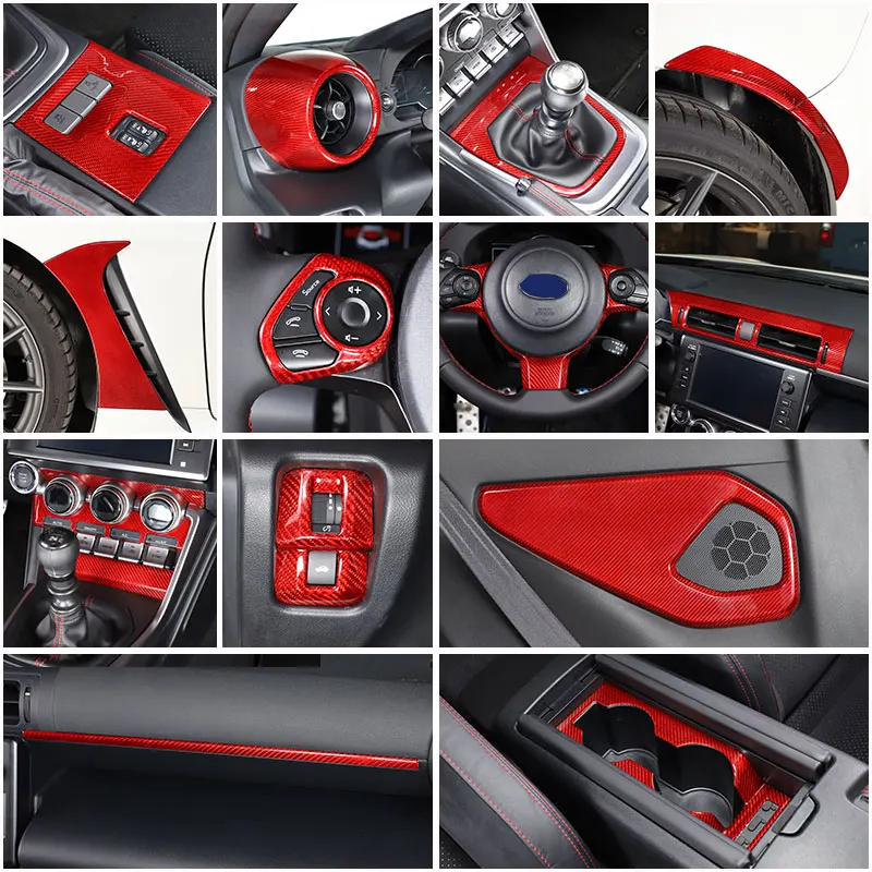

for Toyota 86 For Subaru BRZ 2022 real carbon fiber Red Car Gear Shift Cup Holder Air Conditioning Trim Sticker Car Accessories