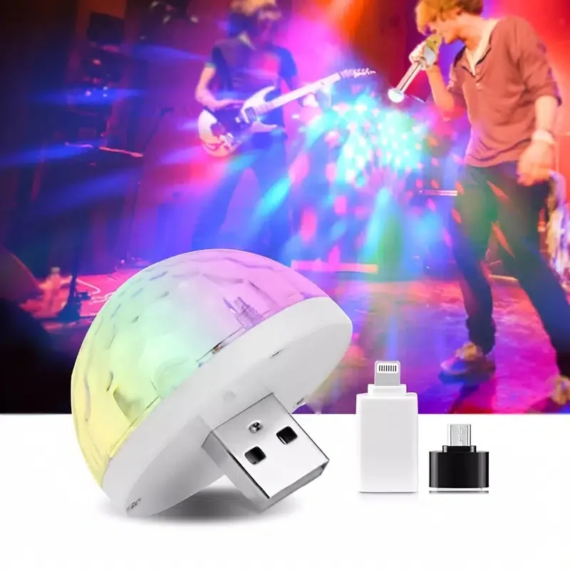 

HMTX Christmas Lights, Christmas Decoration Mini USB LED Light Disco Stage Lights, Portable Family Party Magic Ball, Colorful