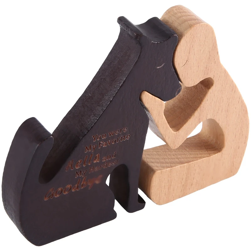 Деревянная семейная статуя собаки украшения ручной работы деревянное украшение