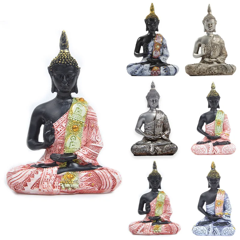 

Buddha Statue Southeast Asian Red Antique Resin Handicraft Creative Gift Living Room Home Decoration and Ornaments