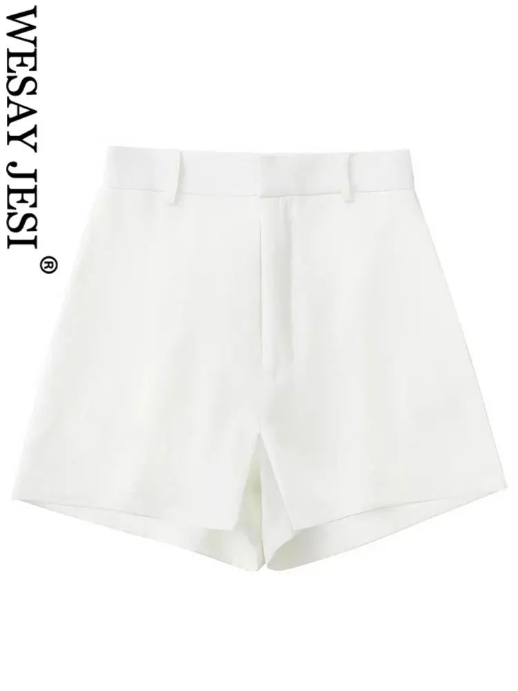 

WESAY JESI Women's Commuter Culottes Solid White Straight Zipper Shorts Fashion Office Street Daily Casual Summer Ladies Wear