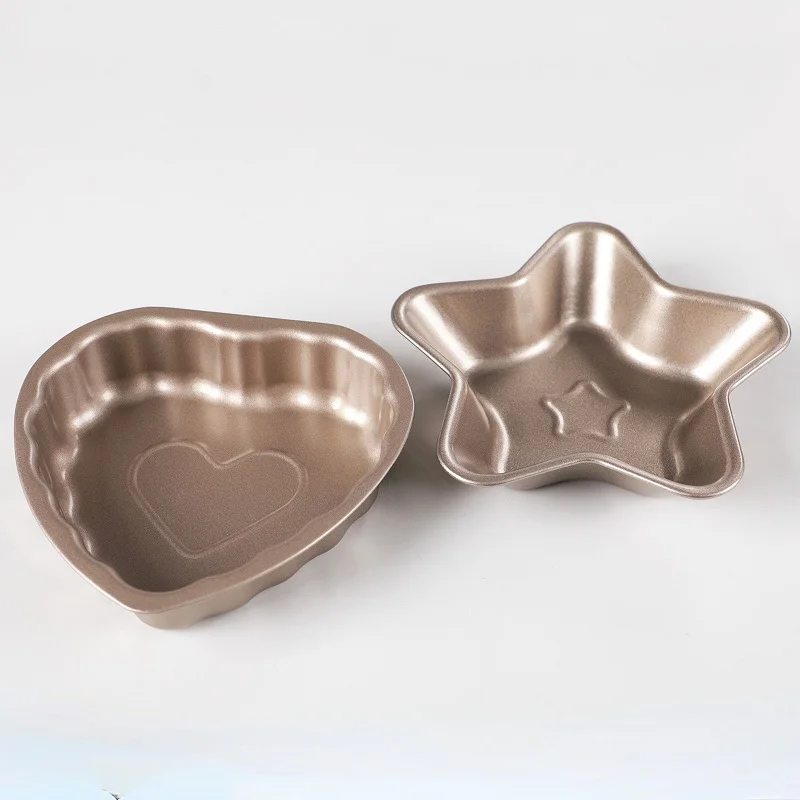

High Quality Carbon Steel Cake Mold Non-stick Golden Five-star Love Shape Cake Pan Decoration Baking Tray Pastry Utensils