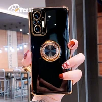 electroplated magnetic case for xiaomi redmi note 10s 10 pro max s 10pro note10 poco f3 f3 ring stand back cover protective case