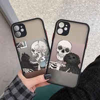 funny cute skeleton case for iphone 13 12 11 pro max 7 8 plus 13 12 mini xs max x xr se 2020 bumper shockproof transparent cover