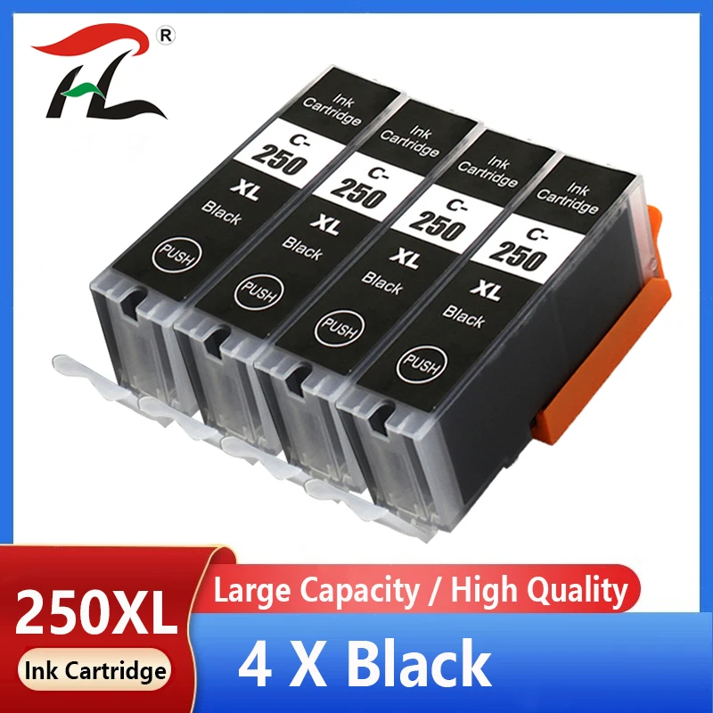 

4X Black Compatible PGI 250 CLI 251 XL Cartridge Replacement for Canon PGI250 CLI251 Ink Cartridge IP7220 MG5420 MX922 722