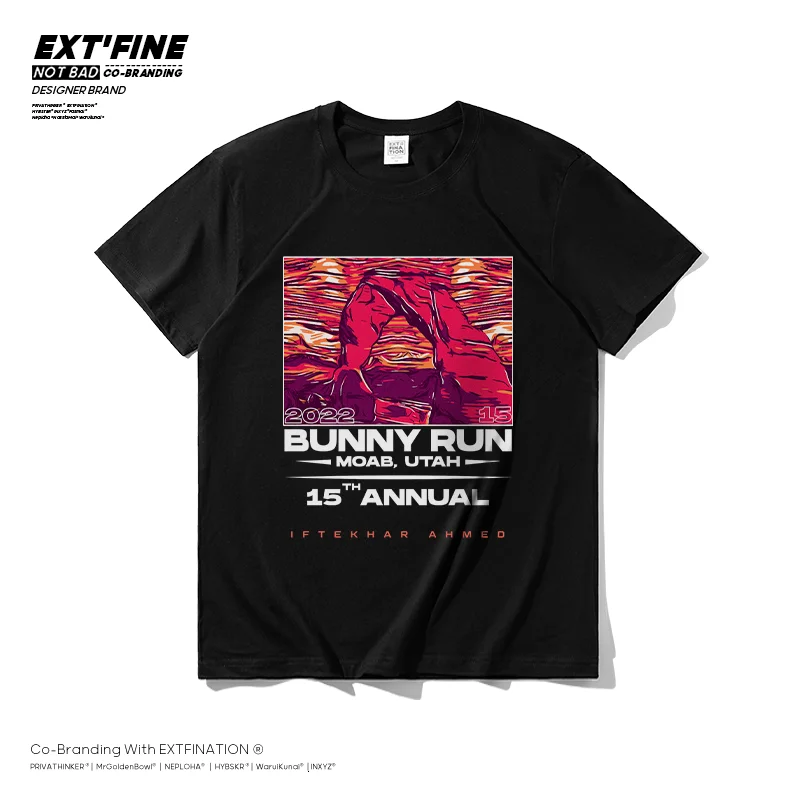 

Футболка ExtFine Bunny Run мужская с коротким рукавом, Повседневная модная тенниска в стиле хип-хоп, хлопковая майка в стиле Харадзюку