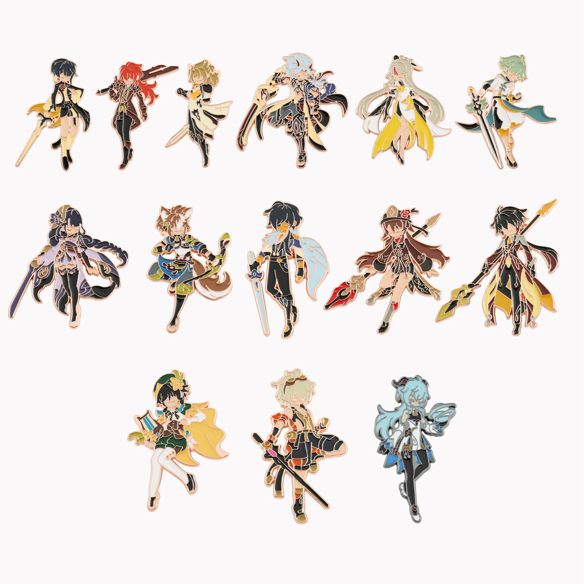 

Anime Game Genshin Impact Figure Metal Enamel Brooch Xiao Hu Tao Button Badge Jewelry for Backpack Clothing Pins Accessories