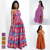 floral dashiki print maxi dress african dresses for women long summer fashion 2021 bandage set elegant african clothing indie