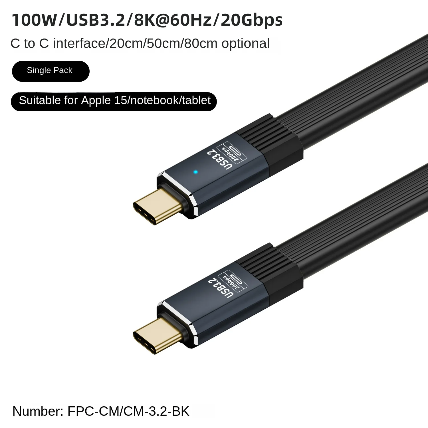 Портативный кабель USB 3.2 FPC C — PD100W быстрая зарядка 8K отливка экрана Type-C