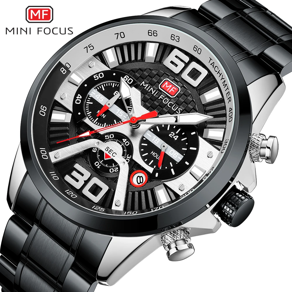 

MINI FOCUS Top Luxury Quartz Waterproof Men Watches Limited Edition Calendar Stainless Steel Leather Strap horloges mannen Gifts
