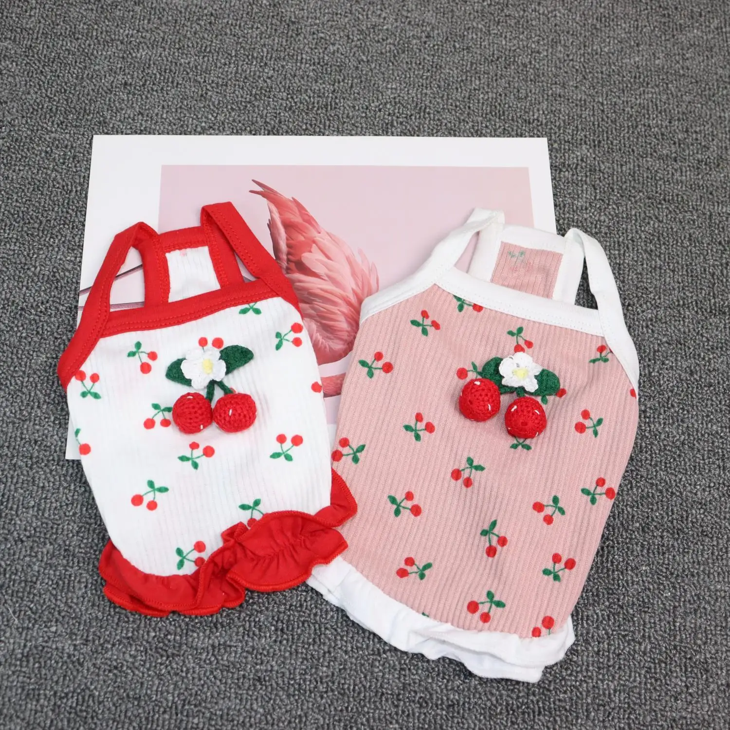 

Dog Clothes Cute Cherry Cat Dress Small Dog Clothes Pomeranian Teddy Puppy Chihuahua Princess Camisole Skirt Pet Accessories