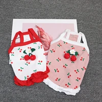 dog clothes cute cherry cat dress small dog clothes pomeranian teddy puppy chihuahua princess camisole skirt pet accessories