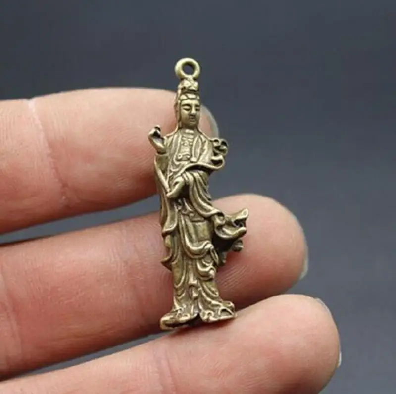 

Изысканная Маленькая подвеска Guanyin Bodhisattva из чистой латуни