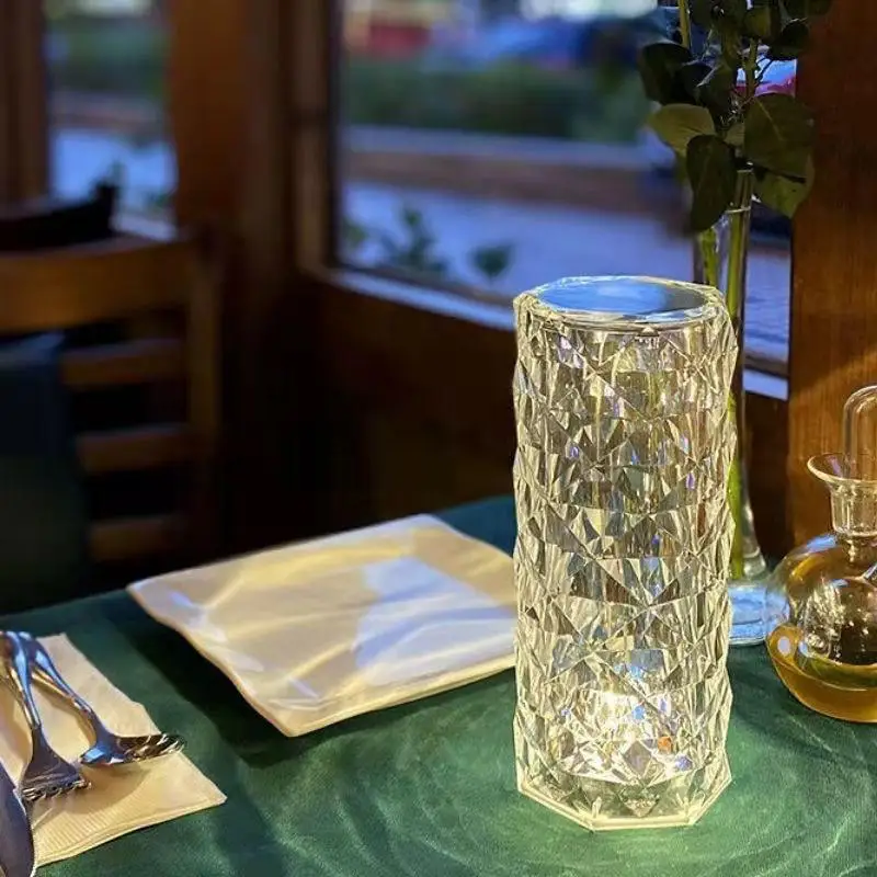 

RGB Touch Control Crystal Desk Lamp USB Rechargeable Indoor LED Acrylic Table Lamp Romantic Decorative Night Light