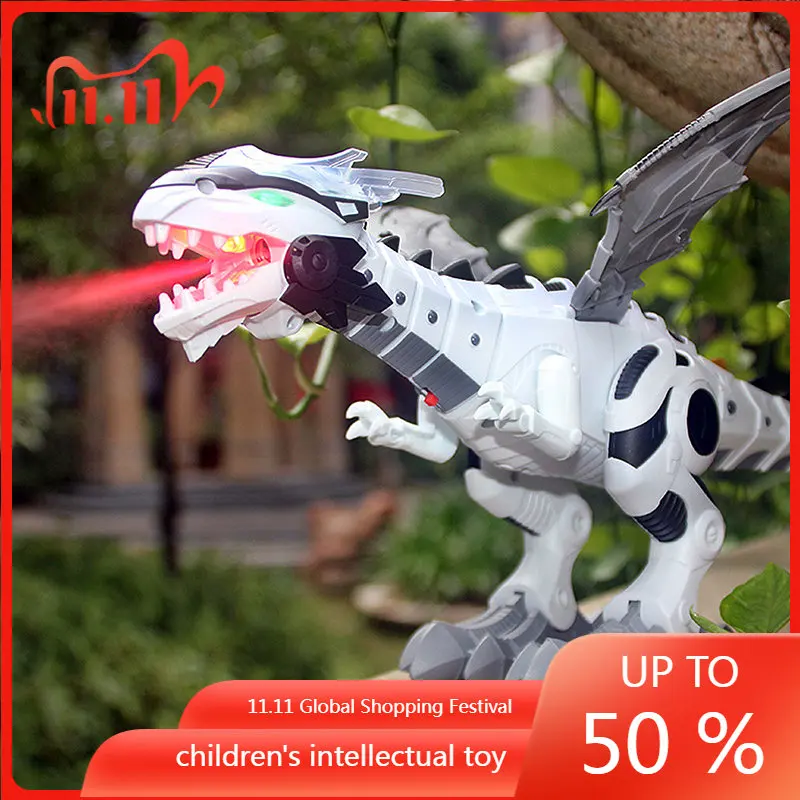 

Electric Dinosaur Toy Simulation Animal Tyrannosaurus Mechanical Fire-breathing Walking Smart Robot Children's Toys Wholesale