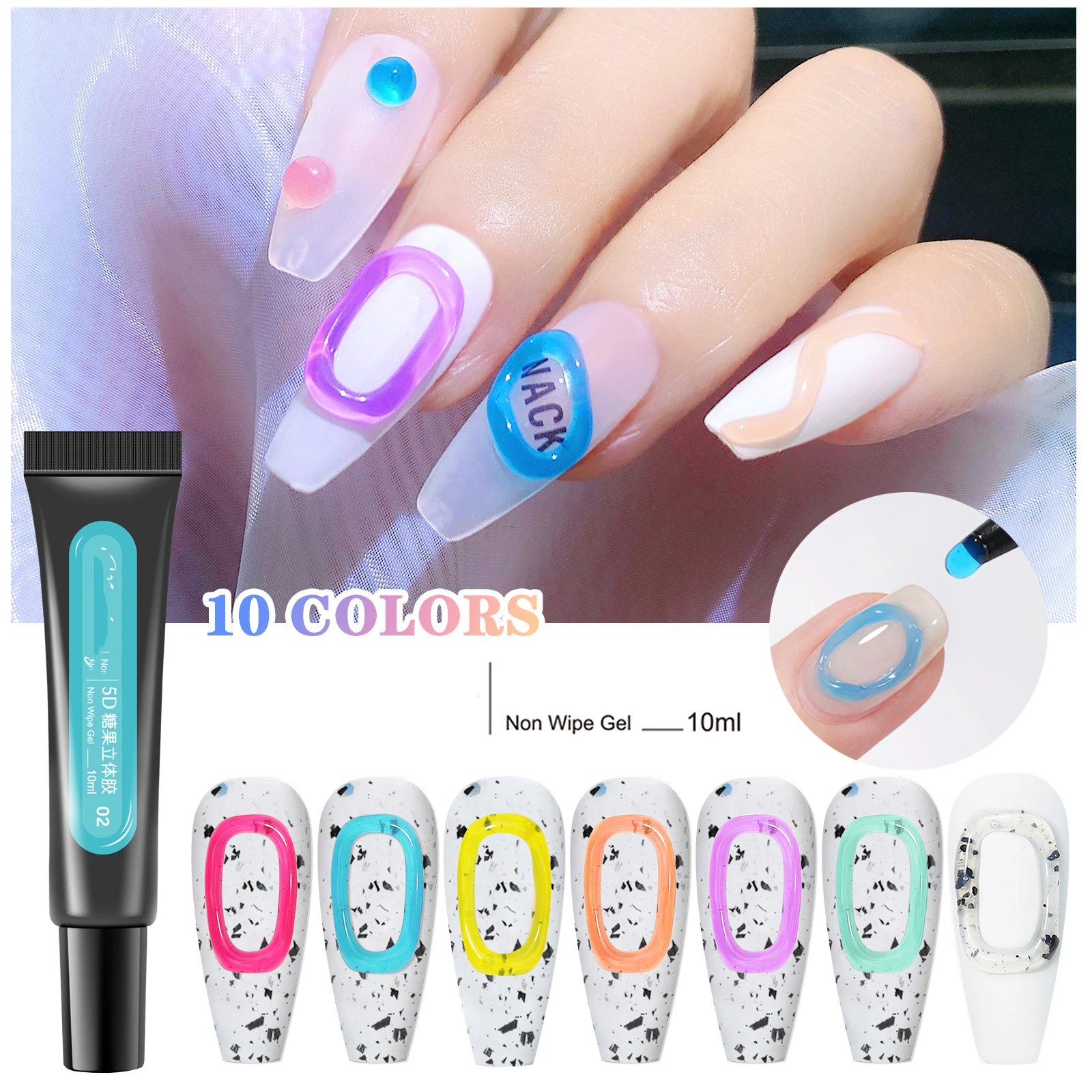 

10 Colors 5D Candy Color Nail Polish Gel,Makaron Solid Jelly Gel,Korean Trendy Phototherapy Gel For Nail Art,DIY Modeling Glue