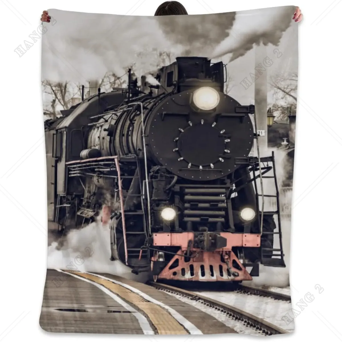 Одеяло с паровым поездом старым двигателем мягкое женское фланелевое одеяло