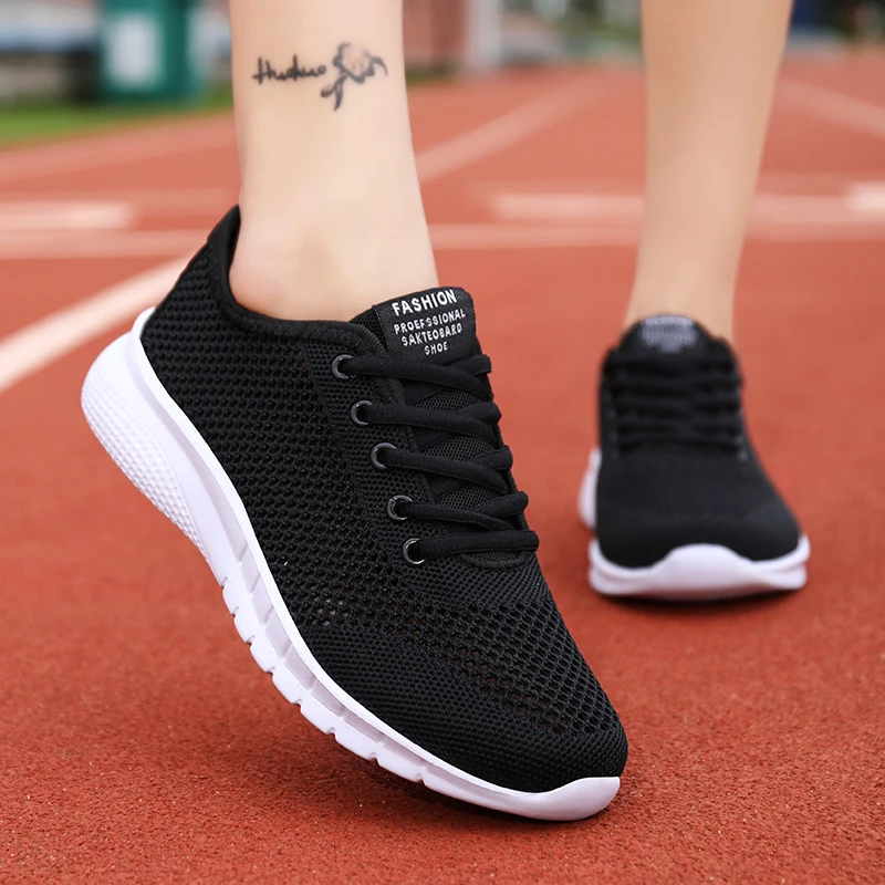 2022 Mesh Women Sneakers Breathable Flat Shoes Women Lightweight Sports Shoes Non-slip Running Casual Footwear Zapatillas Mujer