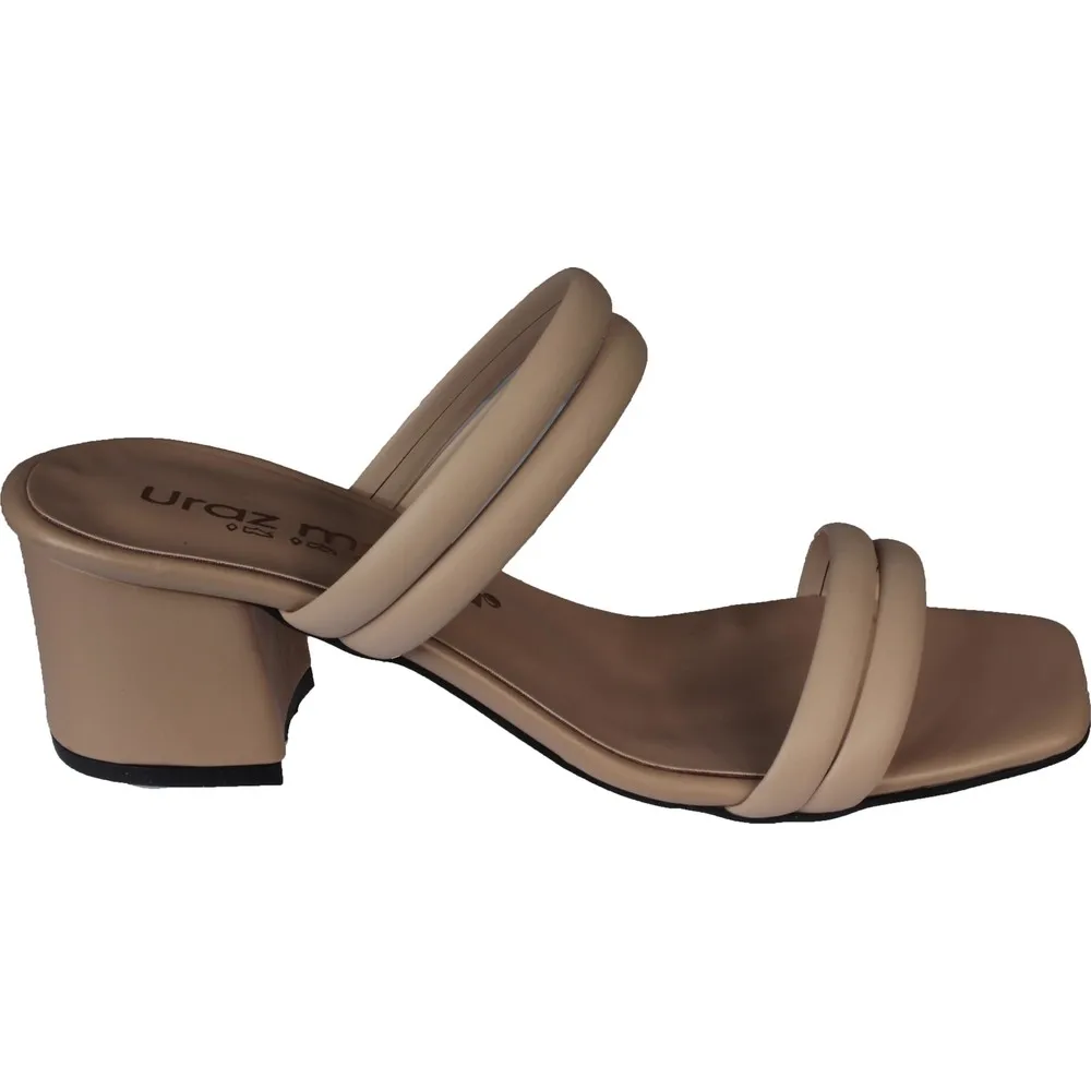 

Двухполосные кремовые тапочки Dorlie yazдома 5 см на высоком каблуке