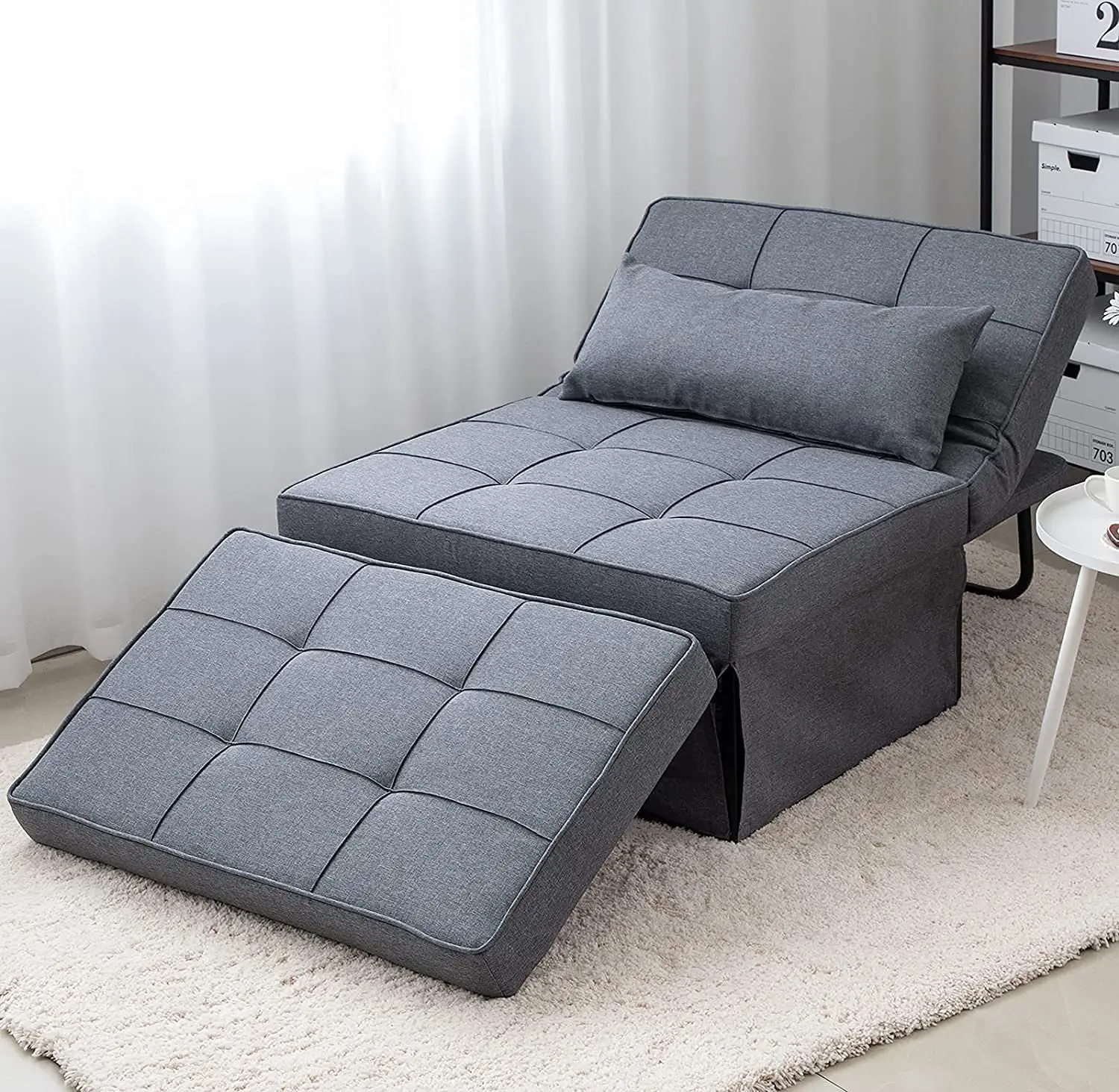 

Sofa Bed 4In1Multi-Function Folding Breathable Linen Couch Adjustable Backrest Modern Convertible Chair Living Room Apartment