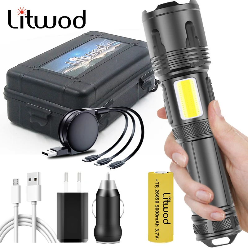 

Aluminum Led Flashlight XHP100 COB 9-core Powerbank Function Torch Usb Rechargeable 18650/26650 Battery Zoomable XHP70.2 Lantern