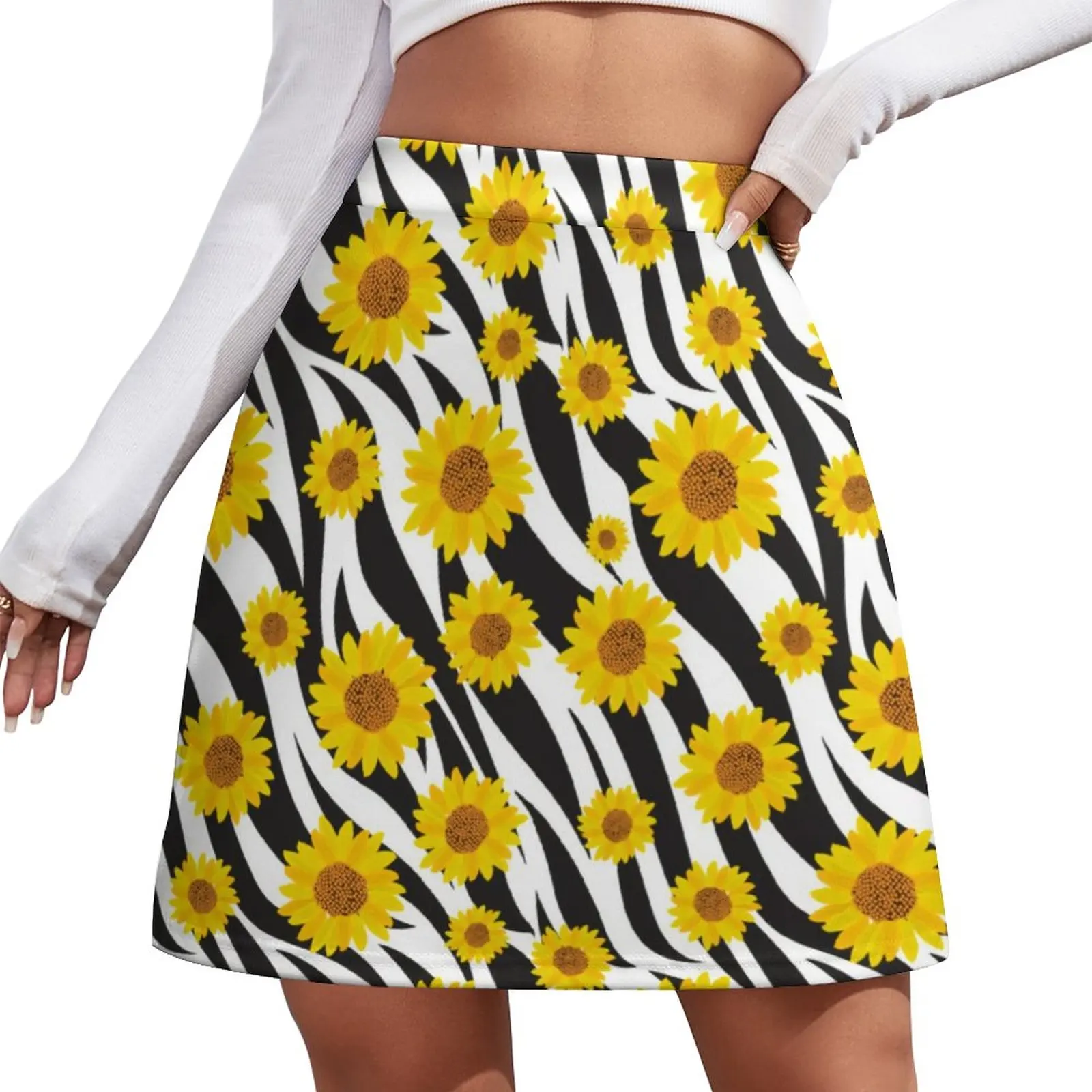 

Yellow Sunflower Skirt Spring Floral Animal Print Aesthetic Casual A-line Skirts Cute Mini Skirt Pattern Oversized Skort Clothes