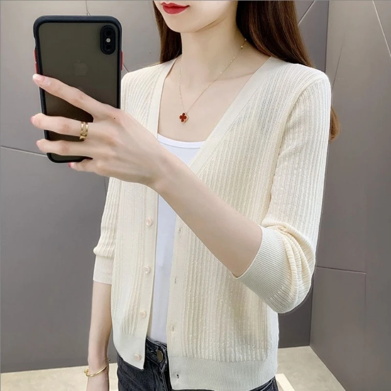 

Female Chiffon Sun Protection Clothing Woman Cardigan Shawl Shirt Ladies Short Blouse Thin Loose Top Shawl Coat Cardigan G134