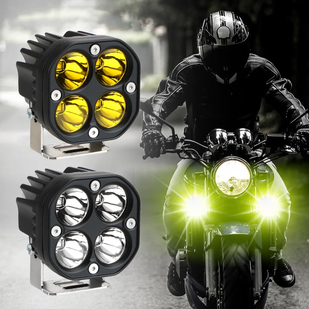 Electric Car and Motorcycle Waterproof LED Headlight 3 inch 40W Modified High-brightness Yellow and White Spotlight Fog Light
