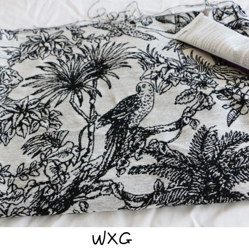 

Black and White Minimalistic Abstraction Flower Animal Woven Embroidery Jacquard Fashion Fabric DIY