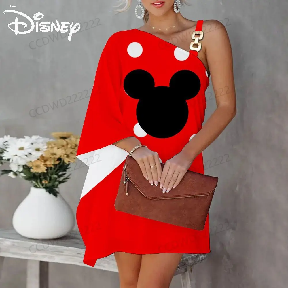 Sexy Dress for Women Prom Dresses 2023 One-Shoulder Disney Mickey Minnie Mouse Diagonal Collar Elegant Evening Party Luxury Sexy