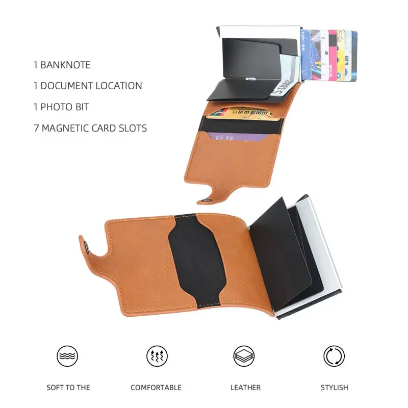 Credit Card Wallet For Men Smart Minimalist Card Holder Rfid Wallet,Automatic Pop-up Type