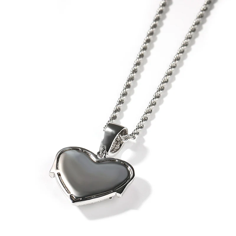 Хип-хоп 3A + CZ камень с покрытием Bling Iced Out в форме сердца подвески ожерелье для