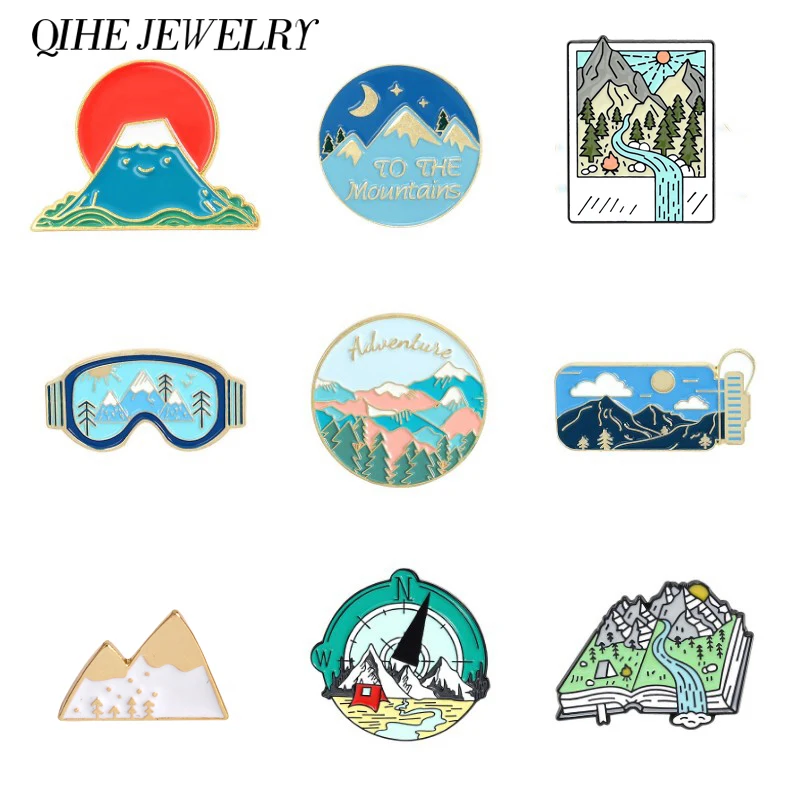 Броши с изображением гор вершины подарок для любителей на открытом воздухе