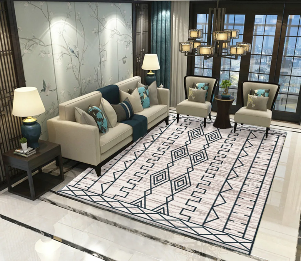 

Modern Minimalist Living Room Large Size Carpet Home Decoration Bedroom Non-slip Carpets Crystal Velvet Printing Hotel Rug