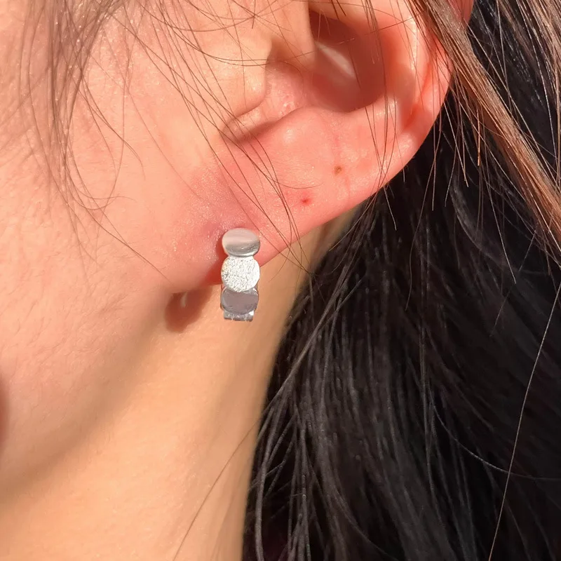

925 Sterling Silver Round Bead Piercing Stud Earrings for Women Girls Korean Jewelry 2022 New Fashion eh669